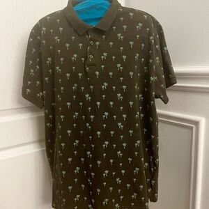 Men’s khaki green polo shirt with palm trees